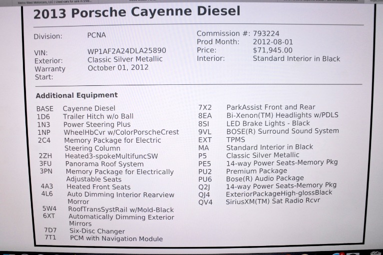 Used 2013 Porsche Cayenne Diesel AWD Used 2013 Porsche Cayenne Diesel AWD for sale  at Metro West Motorcars LLC in Shrewsbury MA 25