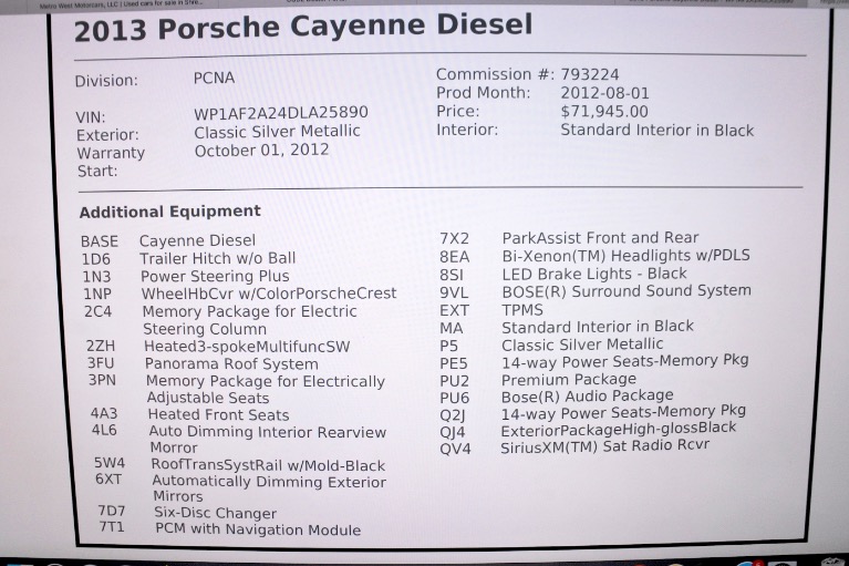Used 2013 Porsche Cayenne Diesel AWD Used 2013 Porsche Cayenne Diesel AWD for sale at Metro West Motorcars LLC in Shrewsbury MA 25