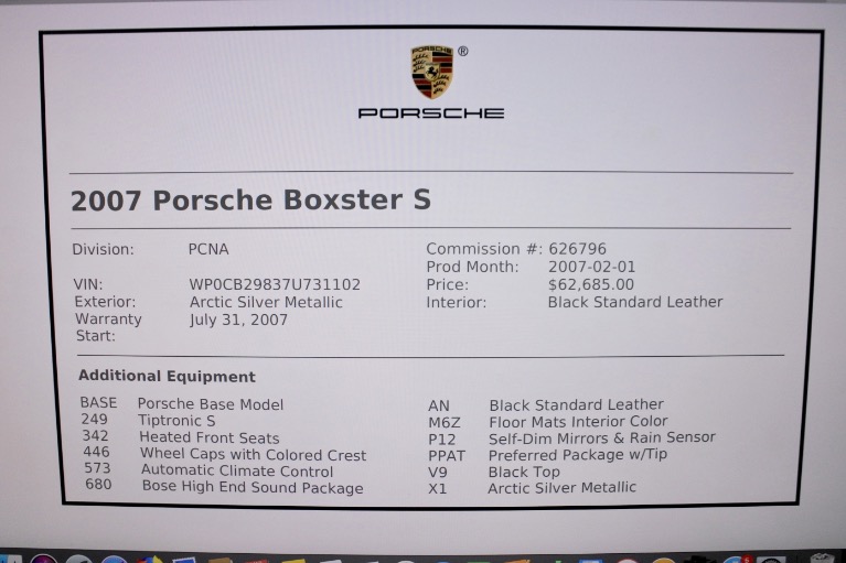 Used 2007 Porsche Boxster S Roadster Used 2007 Porsche Boxster S Roadster for sale  at Metro West Motorcars LLC in Shrewsbury MA 25