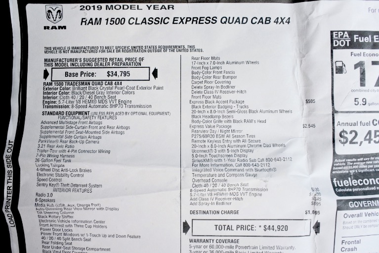 Used 2019 Ram 1500 Classic Express 4x4 Quad Cab 6''4' Box Used 2019 Ram 1500 Classic Express 4x4 Quad Cab 6''4' Box for sale  at Metro West Motorcars LLC in Shrewsbury MA 19