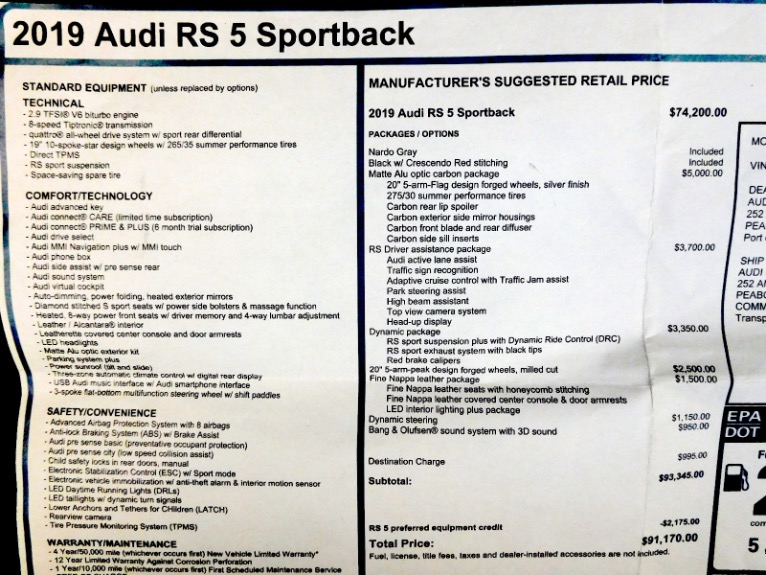 Used 2019 Audi Rs 5 Sportback 2.9 TFSI quattro Used 2019 Audi Rs 5 Sportback 2.9 TFSI quattro for sale  at Metro West Motorcars LLC in Shrewsbury MA 31