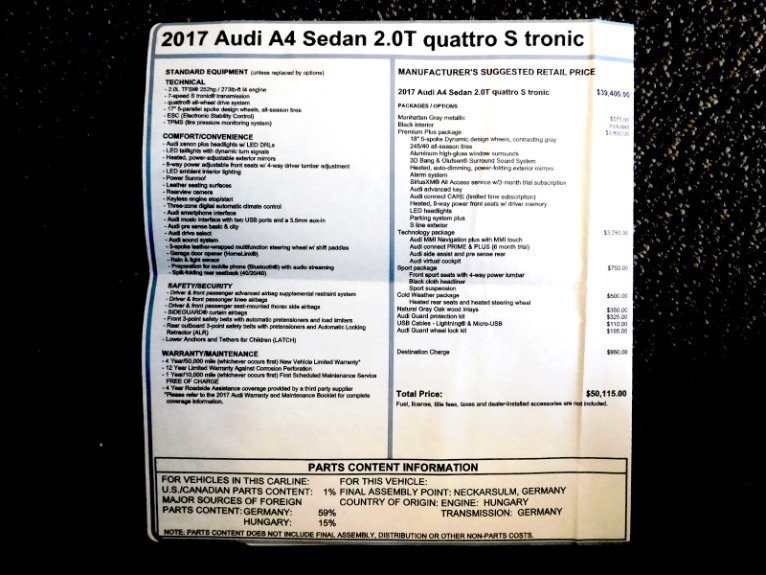 Used 2017 Audi A4 Premium Plus Quattro 2.0 TFSI AWD Used 2017 Audi A4 Premium Plus Quattro 2.0 TFSI AWD for sale  at Metro West Motorcars LLC in Shrewsbury MA 24