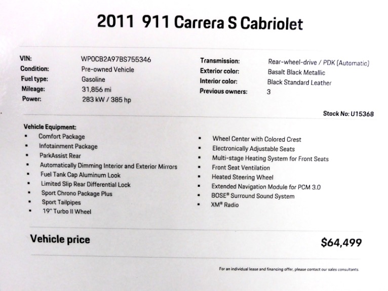 Used 2011 Porsche 911 Carrera S Cabriolet Used 2011 Porsche 911 Carrera S Cabriolet for sale at Metro West Motorcars LLC in Shrewsbury MA 32